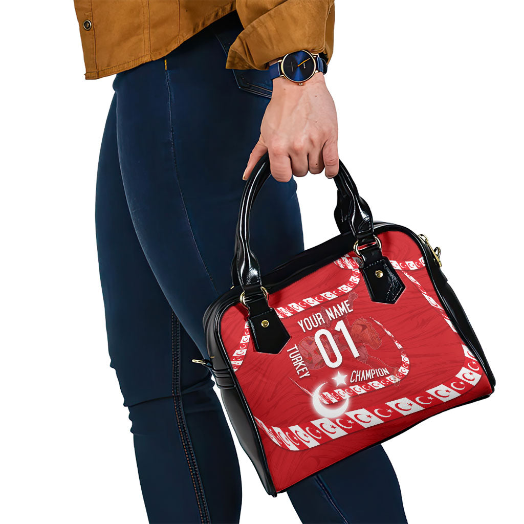 Personalized Turkey Football Bozkurt Mascot Shoulder Handbag Turkish Flag Crescent Moon Red And White Comic Art