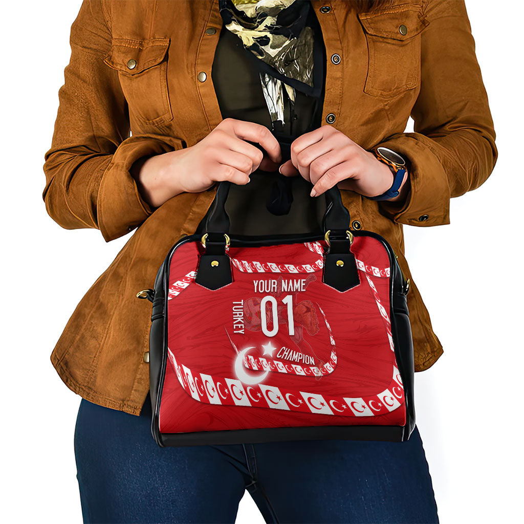 Personalized Turkey Football Bozkurt Mascot Shoulder Handbag Turkish Flag Crescent Moon Red And White Comic Art