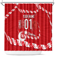 Personalized Turkey Football Bozkurt Mascot Shower Curtain Turkish Flag Crescent Moon Red And White Comic Art