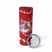 Personalized Turkey Football Bozkurt Mascot Skinny Tumbler Turkish Flag Crescent Moon Red And White Comic Art