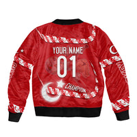 Personalized Turkey Football Bozkurt Mascot Sleeve Zip Bomber Jacket Turkish Flag Crescent Moon Red And White Comic Art