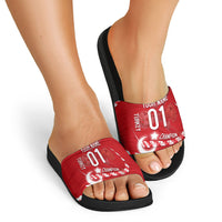 Personalized Turkey Football Bozkurt Mascot Slide Sandals Turkish Flag Crescent Moon Red And White Comic Art