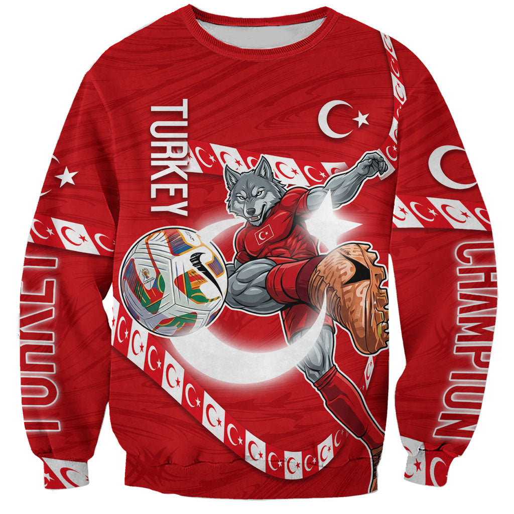 Personalized Turkey Football Bozkurt Mascot Sweatshirt Turkish Flag Crescent Moon Red And White Comic Art