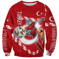 Personalized Turkey Football Bozkurt Mascot Sweatshirt Turkish Flag Crescent Moon Red And White Comic Art