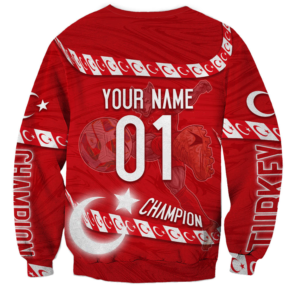 Personalized Turkey Football Bozkurt Mascot Sweatshirt Turkish Flag Crescent Moon Red And White Comic Art