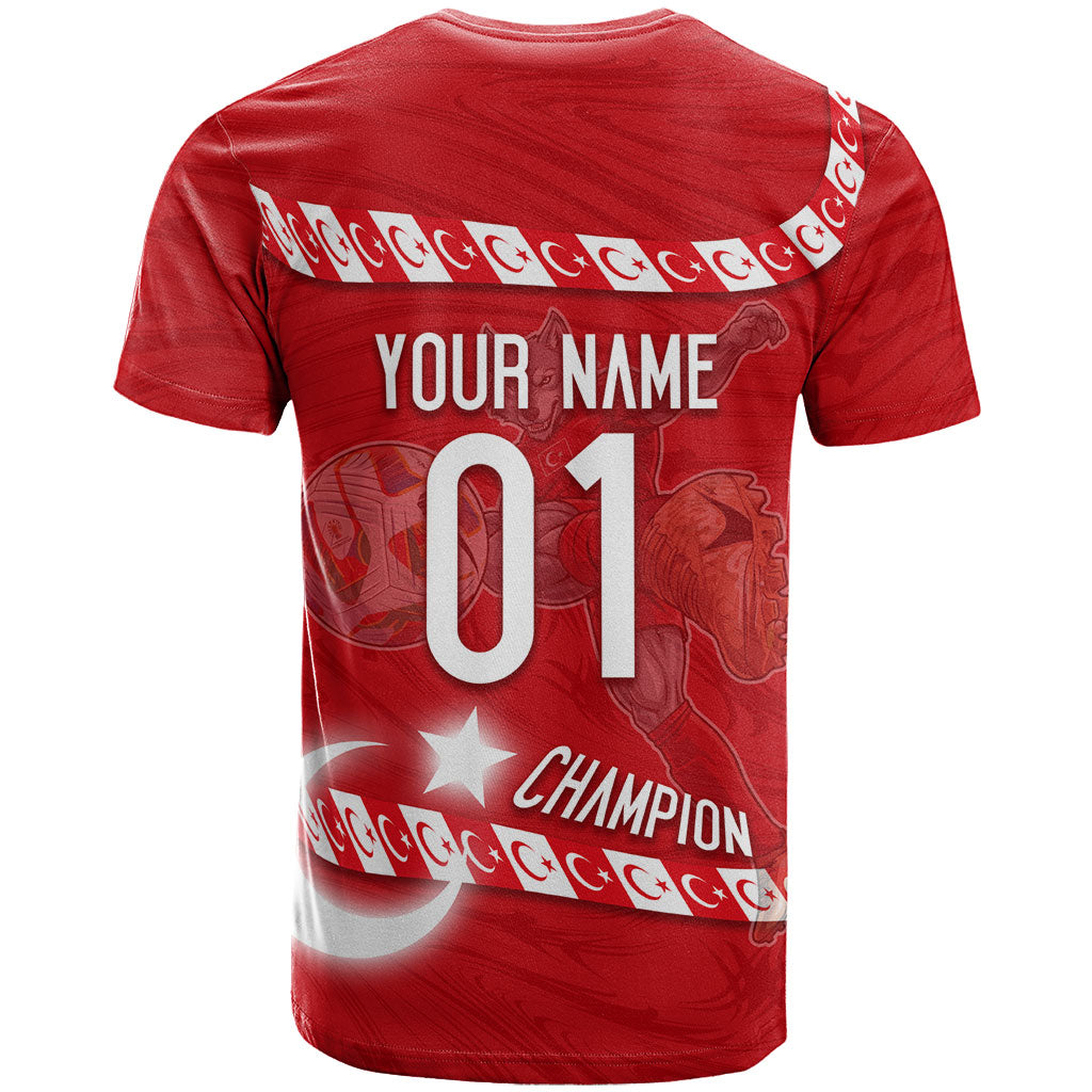 Personalized Turkey Football Bozkurt Mascot T Shirt Turkish Flag Crescent Moon Red And White Comic Art