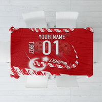 Personalized Turkey Football Bozkurt Mascot Tablecloth Turkish Flag Crescent Moon Red And White Comic Art