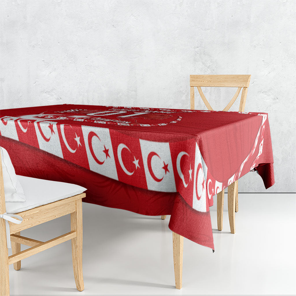Personalized Turkey Football Bozkurt Mascot Tablecloth Turkish Flag Crescent Moon Red And White Comic Art