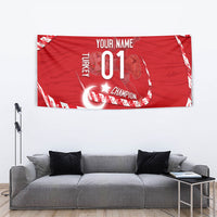 Personalized Turkey Football Bozkurt Mascot Tapestry Turkish Flag Crescent Moon Red And White Comic Art