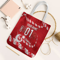 Personalized Turkey Football Bozkurt Mascot Tote Bag Turkish Flag Crescent Moon Red And White Comic Art
