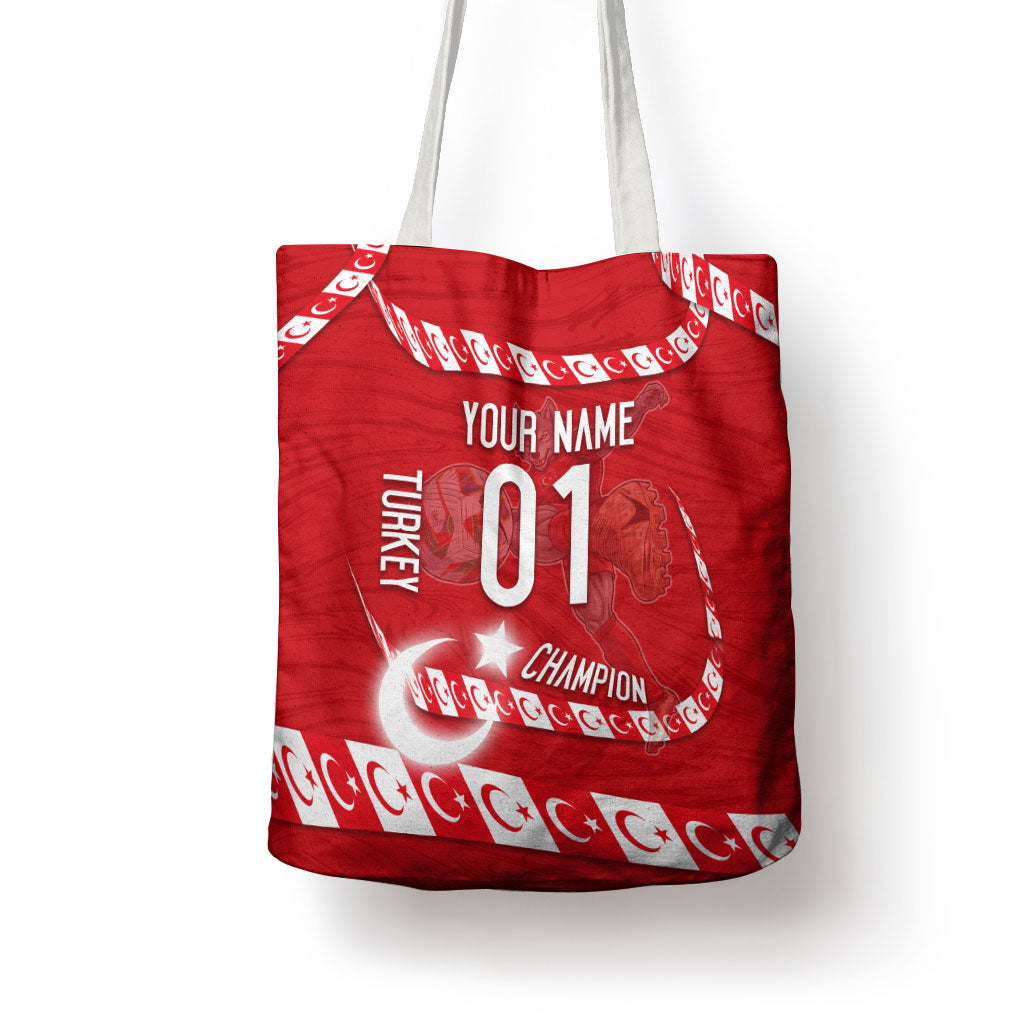 Personalized Turkey Football Bozkurt Mascot Tote Bag Turkish Flag Crescent Moon Red And White Comic Art