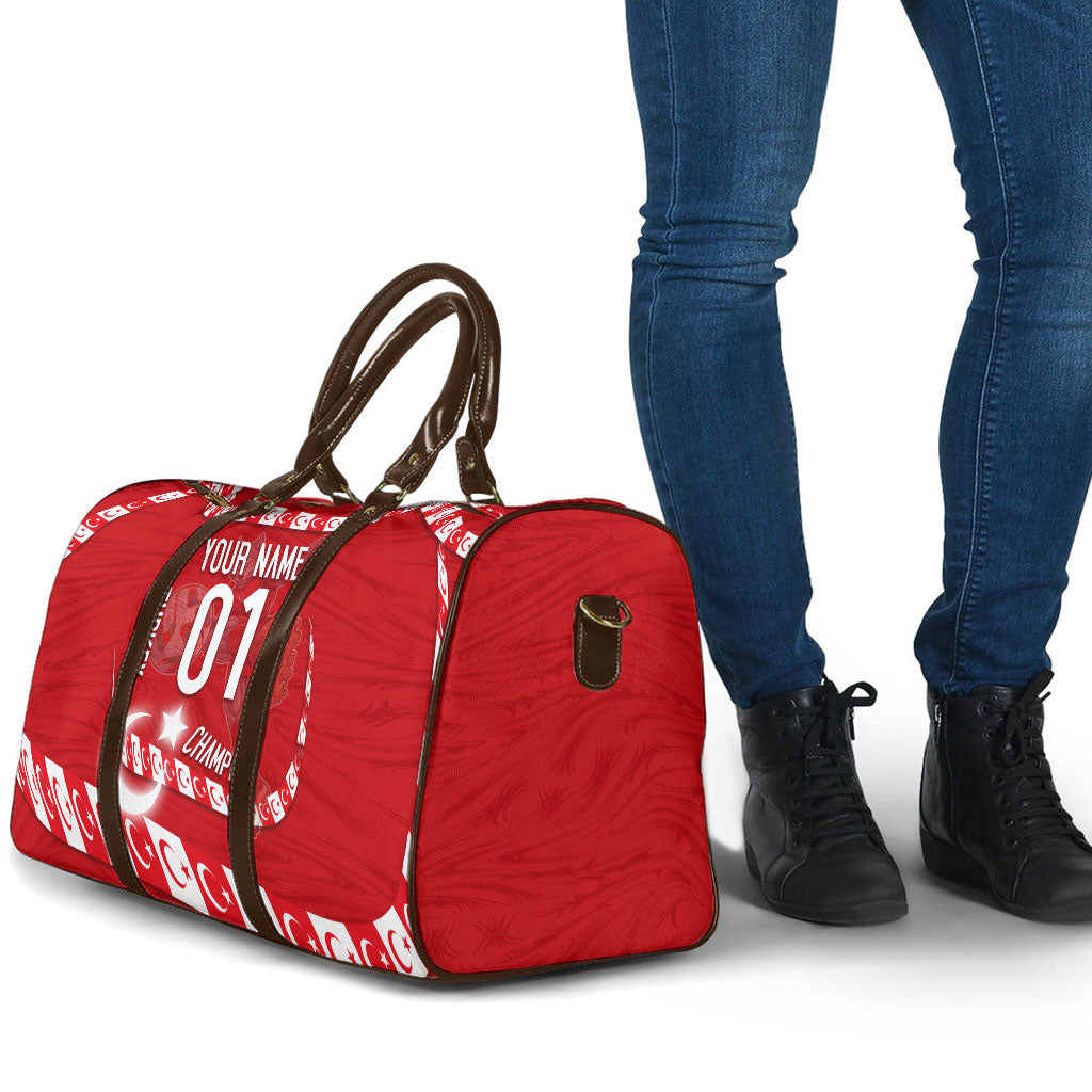Personalized Turkey Football Bozkurt Mascot Travel Bag Turkish Flag Crescent Moon Red And White Comic Art