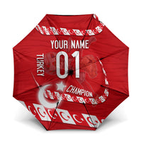 Personalized Turkey Football Bozkurt Mascot Umbrella Turkish Flag Crescent Moon Red And White Comic Art