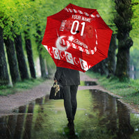 Personalized Turkey Football Bozkurt Mascot Umbrella Turkish Flag Crescent Moon Red And White Comic Art