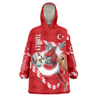 Personalized Turkey Football Bozkurt Mascot Wearable Blanket Hoodie Turkish Flag Crescent Moon Red And White Comic Art