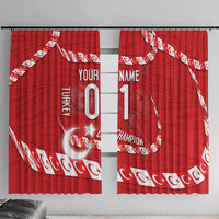 Personalized Turkey Football Bozkurt Mascot Window Curtain Turkish Flag Crescent Moon Red And White Comic Art