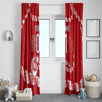 Personalized Turkey Football Bozkurt Mascot Window Curtain Turkish Flag Crescent Moon Red And White Comic Art