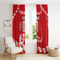 Personalized Turkey Football Bozkurt Mascot Window Curtain Turkish Flag Crescent Moon Red And White Comic Art