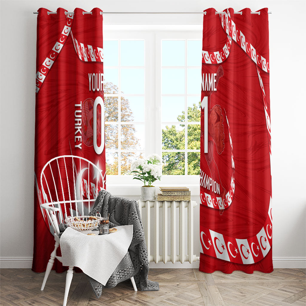 Personalized Turkey Football Bozkurt Mascot Window Curtain Turkish Flag Crescent Moon Red And White Comic Art