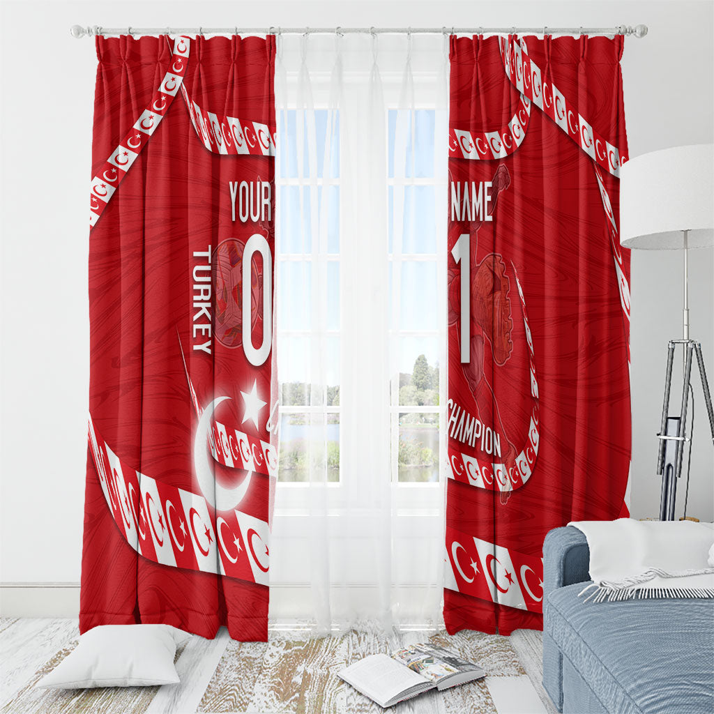 Personalized Turkey Football Bozkurt Mascot Window Curtain Turkish Flag Crescent Moon Red And White Comic Art