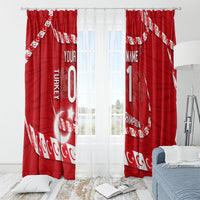 Personalized Turkey Football Bozkurt Mascot Window Curtain Turkish Flag Crescent Moon Red And White Comic Art