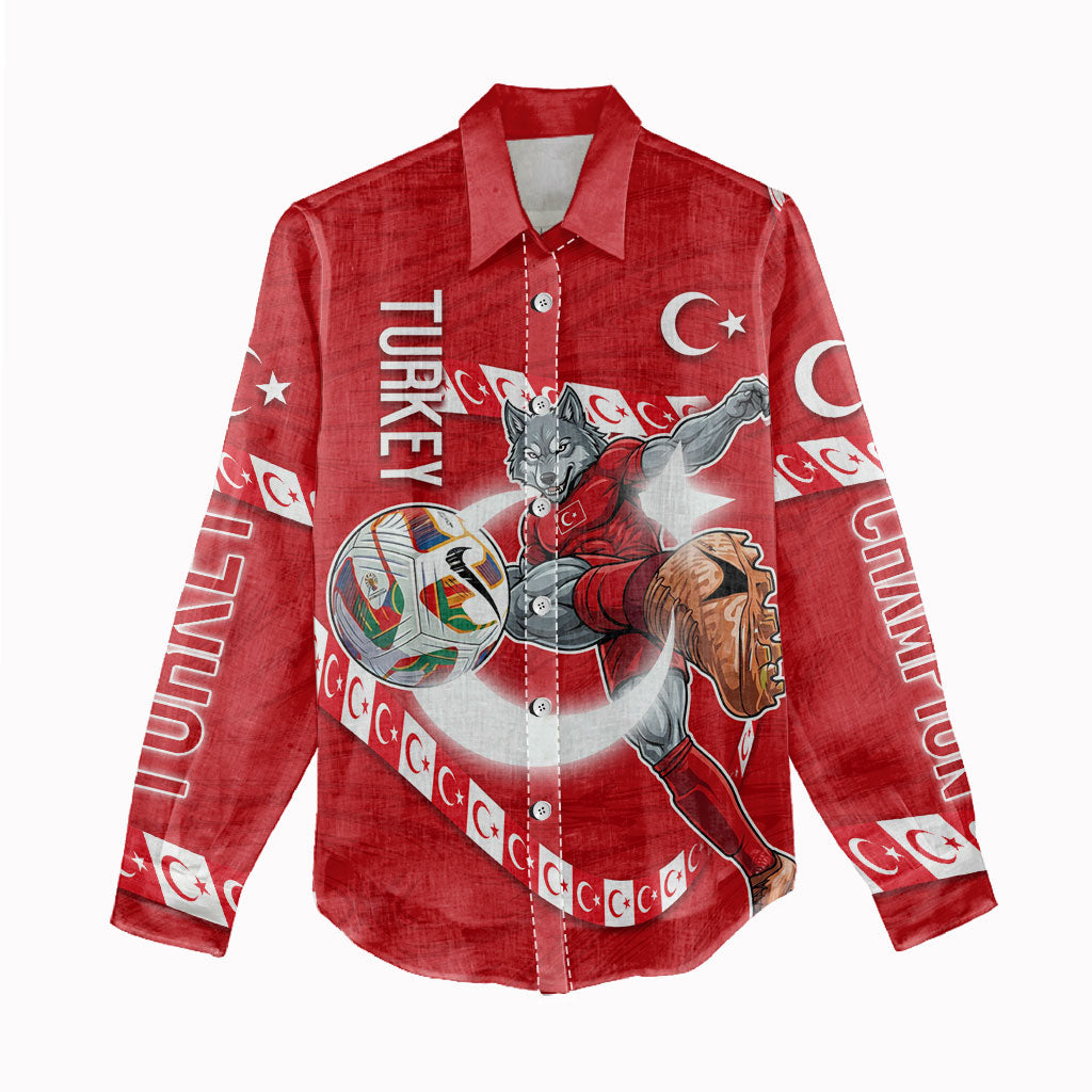 Personalized Turkey Football Bozkurt Mascot Women Casual Shirt Turkish Flag Crescent Moon Red And White Comic Art