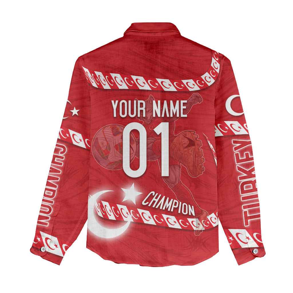 Personalized Turkey Football Bozkurt Mascot Women Casual Shirt Turkish Flag Crescent Moon Red And White Comic Art