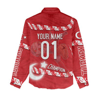 Personalized Turkey Football Bozkurt Mascot Women Casual Shirt Turkish Flag Crescent Moon Red And White Comic Art