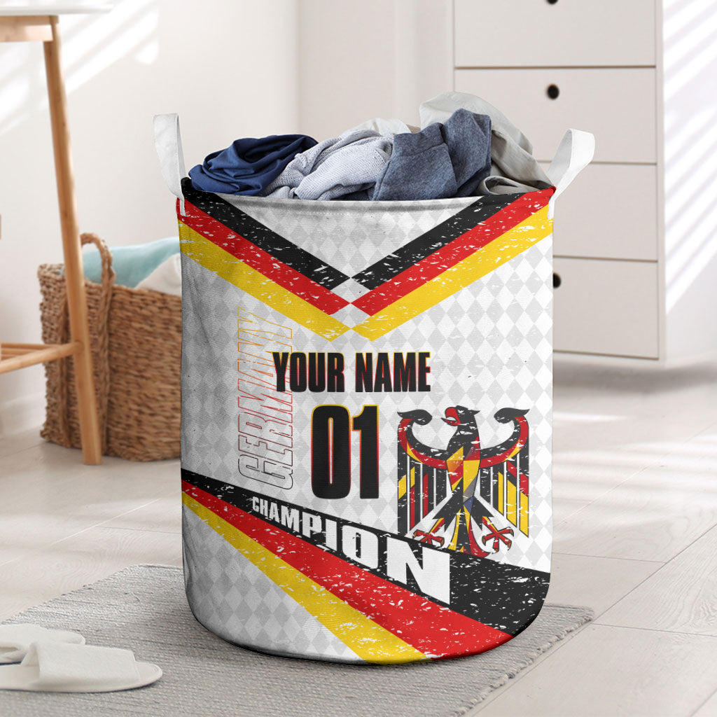 Personalized Germany Football Bear Mascot Laundry Basket Germany Flag Eagle Shield Distressed Comic Art