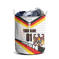 Personalized Germany Football Bear Mascot Laundry Basket Germany Flag Eagle Shield Distressed Comic Art