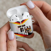 Personalized Germany Football Bear Mascot AirPods Case Germany Flag Eagle Shield Distressed Comic Art