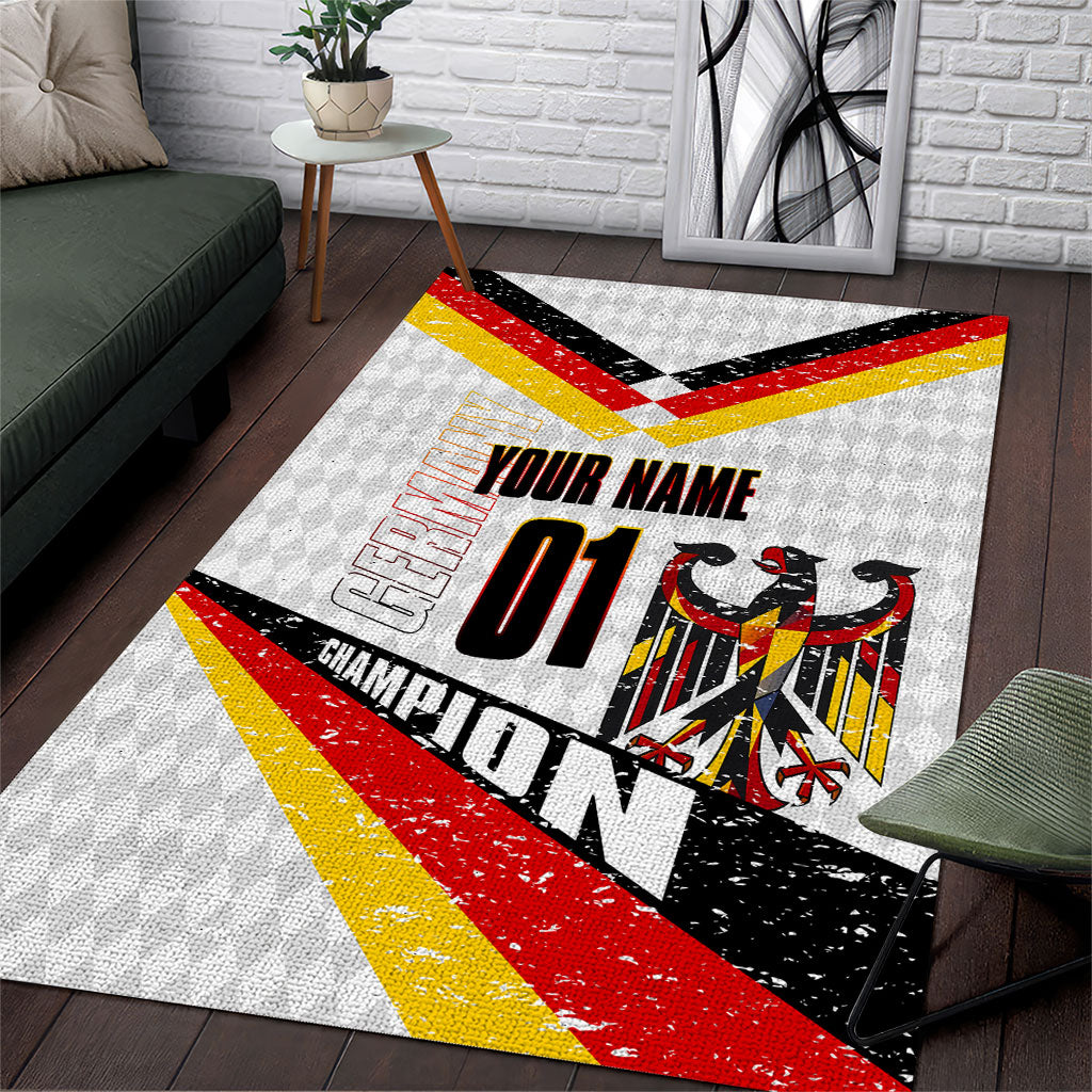 Personalized Germany Football Bear Mascot Area Rug Germany Flag Eagle Shield Distressed Comic Art