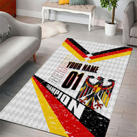 Personalized Germany Football Bear Mascot Area Rug Germany Flag Eagle Shield Distressed Comic Art