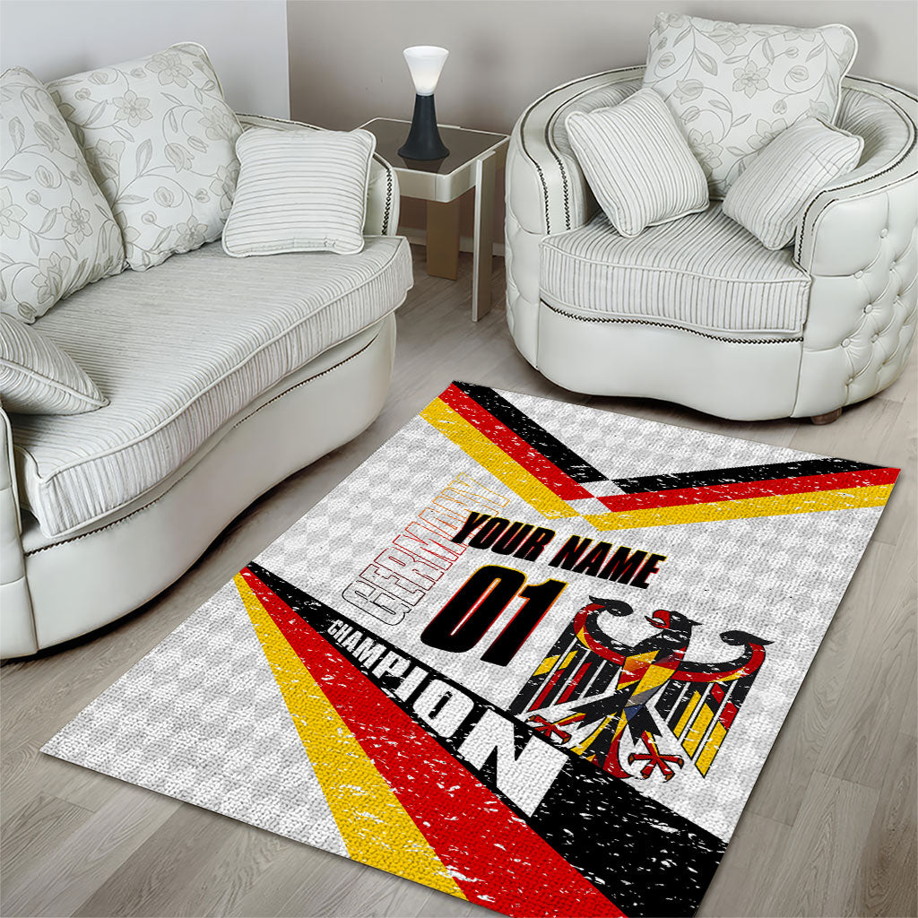 Personalized Germany Football Bear Mascot Area Rug Germany Flag Eagle Shield Distressed Comic Art