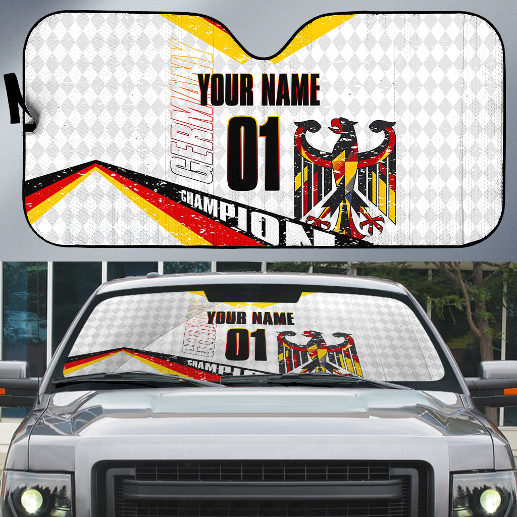 Personalized Germany Football Bear Mascot Auto Sun Shade Germany Flag Eagle Shield Distressed Comic Art