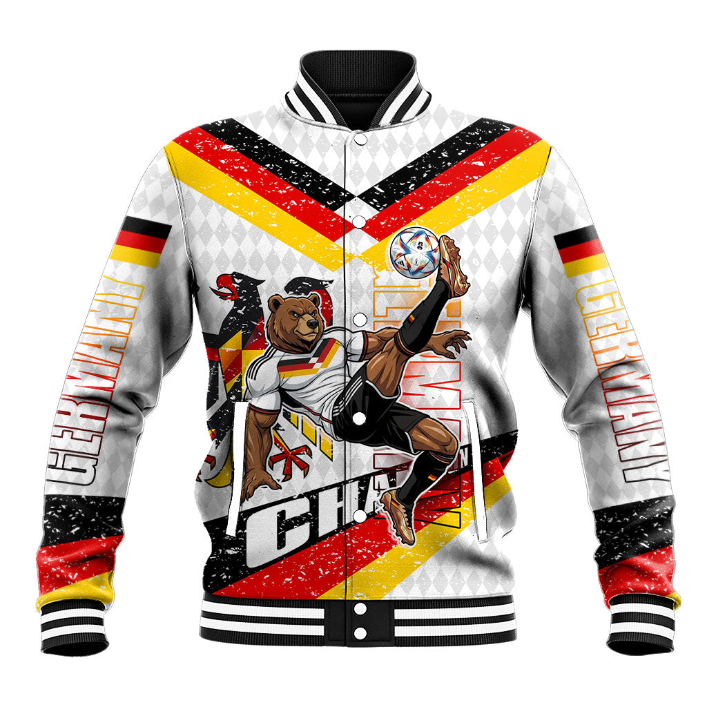 Personalized Germany Football Bear Mascot Baseball Jacket Germany Flag Eagle Shield Distressed Comic Art