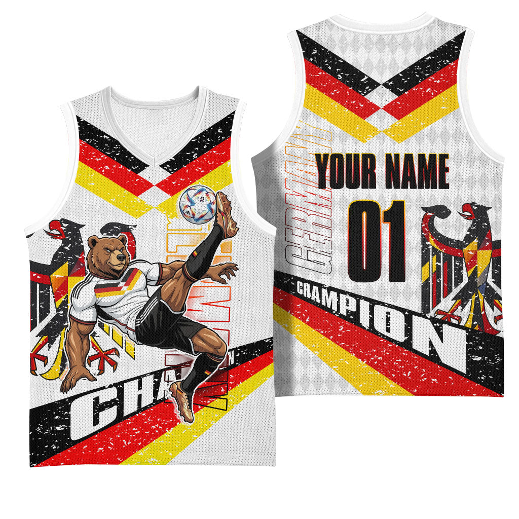Personalized Germany Football Bear Mascot Basketball Jersey Germany Flag Eagle Shield Distressed Comic Art
