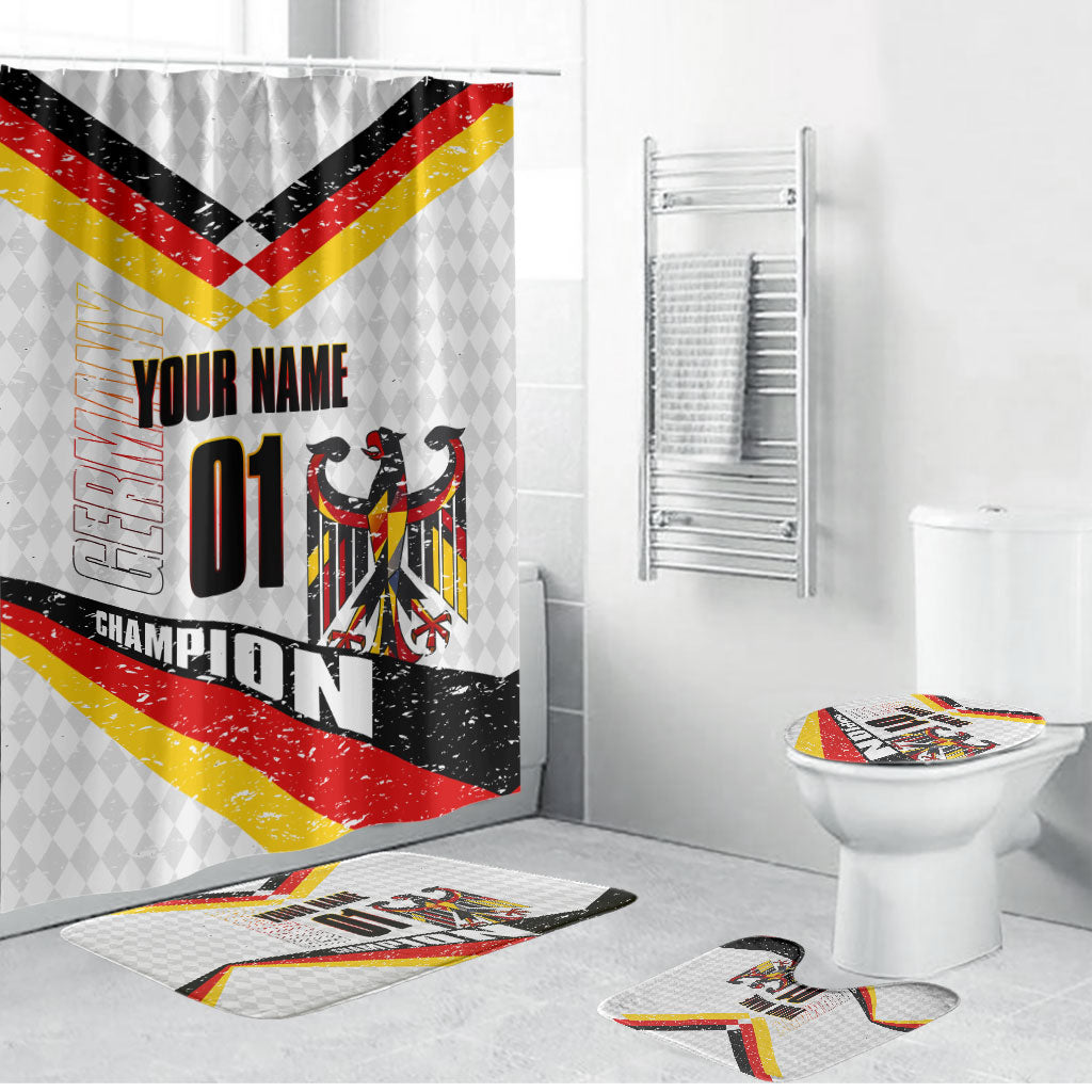 Personalized Germany Football Bear Mascot Bathroom Set Germany Flag Eagle Shield Distressed Comic Art
