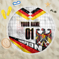 Personalized Germany Football Bear Mascot Beach Blanket Germany Flag Eagle Shield Distressed Comic Art