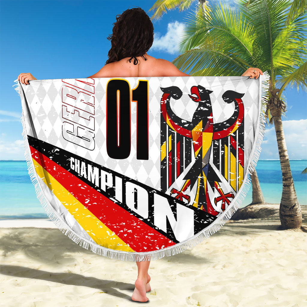 Personalized Germany Football Bear Mascot Beach Blanket Germany Flag Eagle Shield Distressed Comic Art