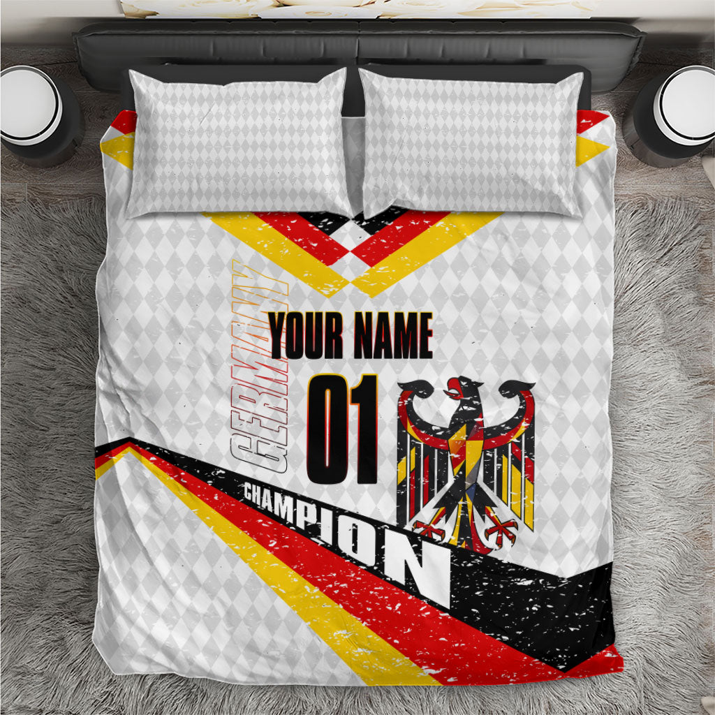 Personalized Germany Football Bear Mascot Bedding Set Germany Flag Eagle Shield Distressed Comic Art