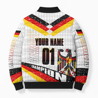 Personalized Germany Football Bear Mascot Bomber Puffer Jacket Germany Flag Eagle Shield Distressed Comic Art
