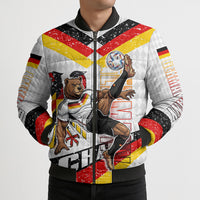 Personalized Germany Football Bear Mascot Bomber Puffer Jacket Germany Flag Eagle Shield Distressed Comic Art