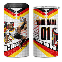 Personalized Germany Football Bear Mascot 4 in 1 Can Cooler Tumbler Germany Flag Eagle Shield Distressed Comic Art