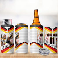 Personalized Germany Football Bear Mascot 4 in 1 Can Cooler Tumbler Germany Flag Eagle Shield Distressed Comic Art