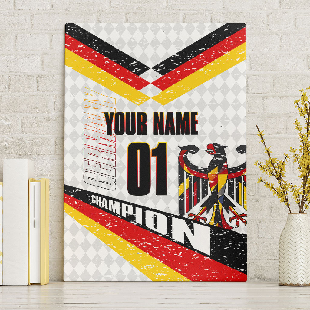 Personalized Germany Football Bear Mascot Canvas Wall Art Germany Flag Eagle Shield Distressed Comic Art