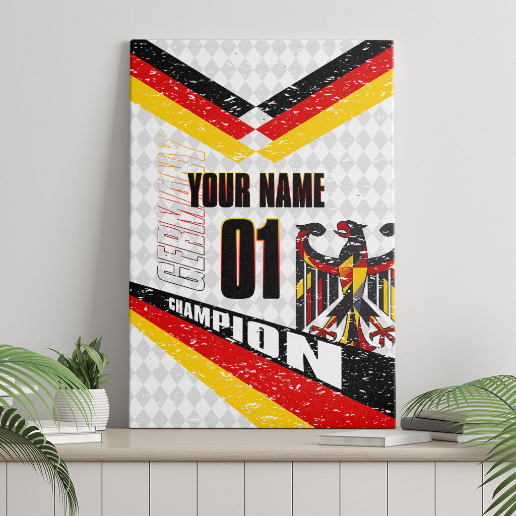 Personalized Germany Football Bear Mascot Canvas Wall Art Germany Flag Eagle Shield Distressed Comic Art