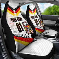 Personalized Germany Football Bear Mascot Car Seat Cover Germany Flag Eagle Shield Distressed Comic Art