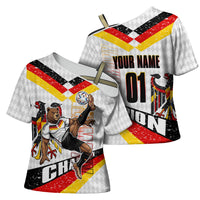 Personalized Germany Football Bear Mascot Cross Shoulder Shirt Germany Flag Eagle Shield Distressed Comic Art