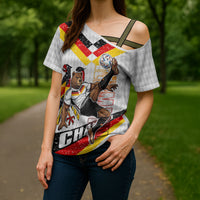 Personalized Germany Football Bear Mascot Cross Shoulder Shirt Germany Flag Eagle Shield Distressed Comic Art